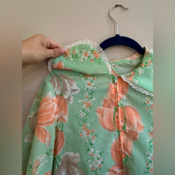 Vintage Floral Cottagecore Collared House Dress Mumu Nightgown with Pocket, USA - Picture 7 of 12